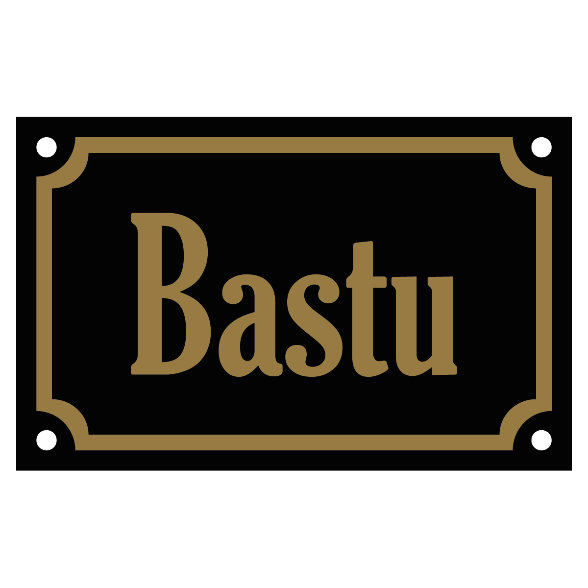 Bastu - Skylt - 110x70mm - Svart - Guld