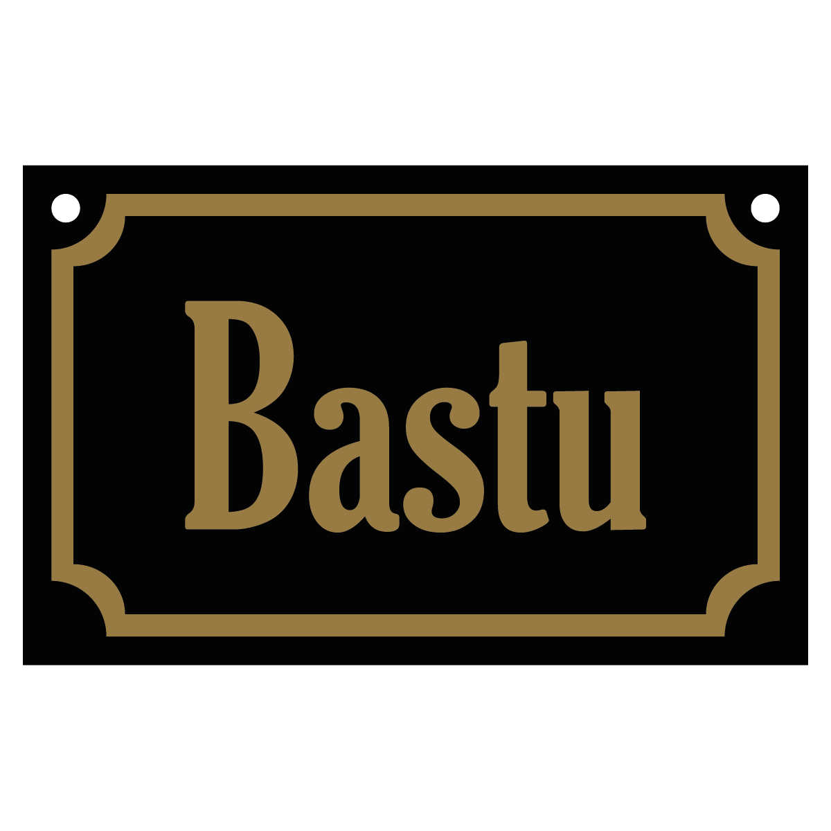 Bastu - Skylt - 110x70mm - Svart - Guld