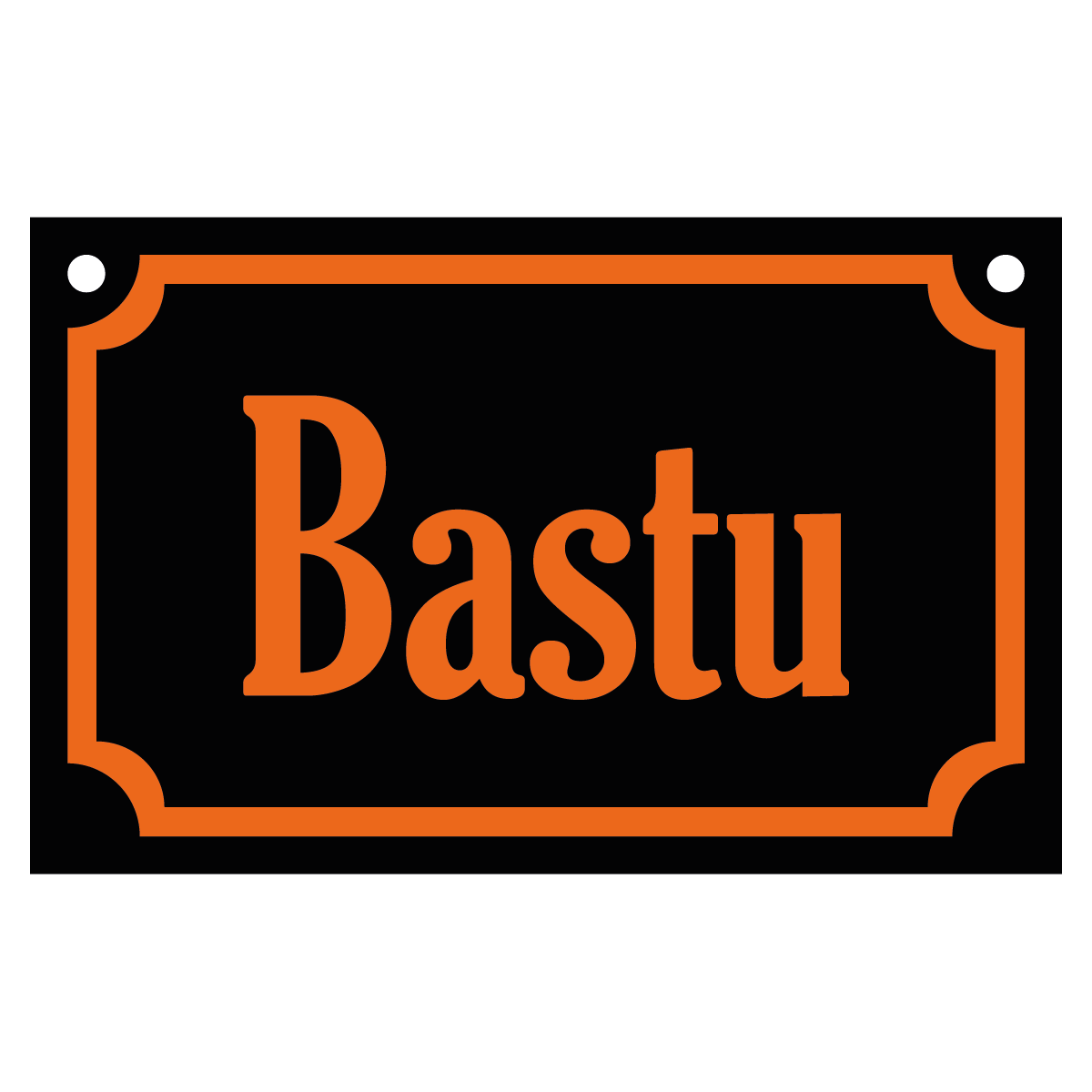 Bastu - Skylt - 110x70mm - Svart - Orange