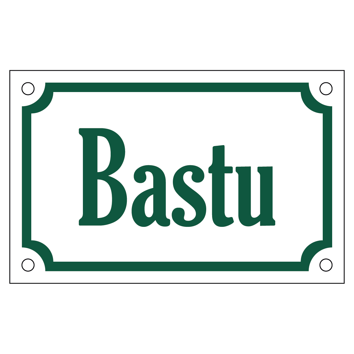 Bastu - Skylt - 110x70mm - Vit - Grön