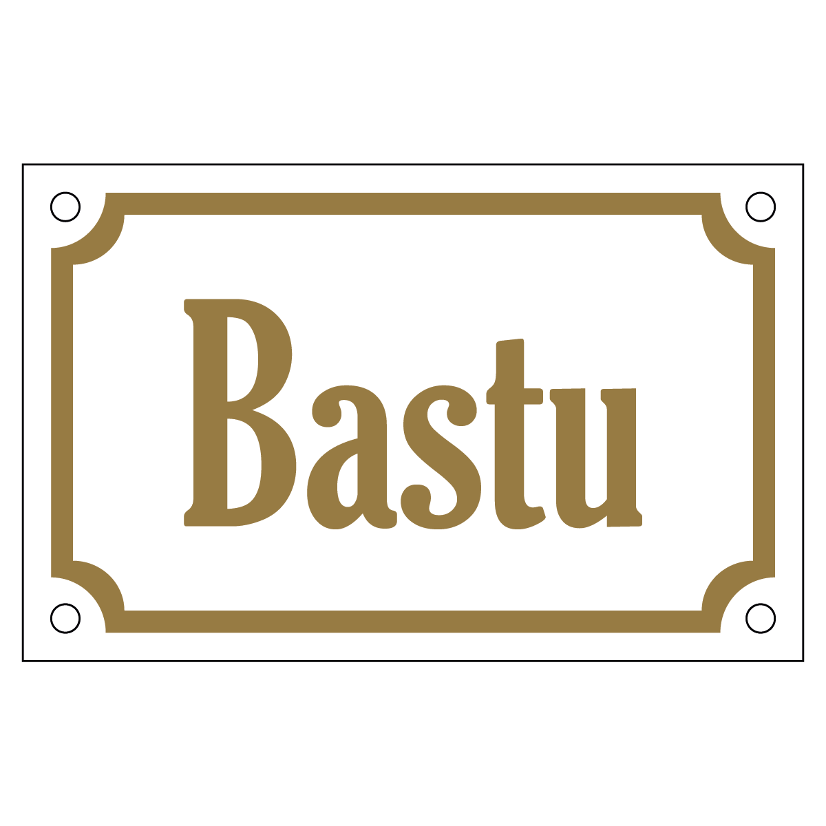 Bastu - Skylt - 110x70mm - Vit - Guld