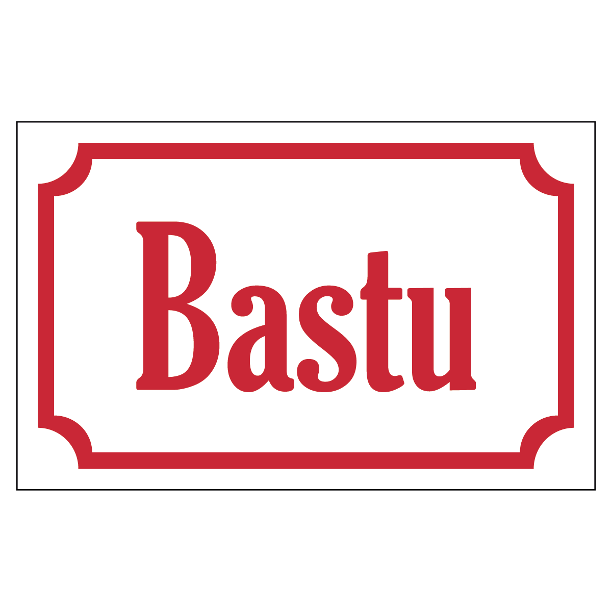 Bastu - Skylt - 110x70mm - Vit - Röd