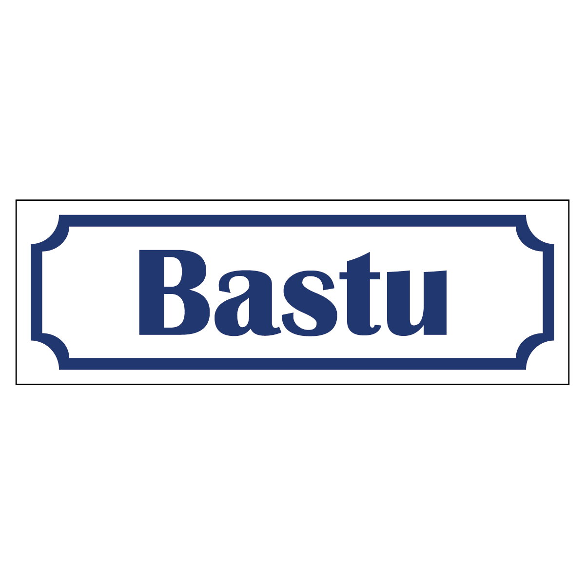 Bastu - Skylt - 150x50mm - Vit - Blå