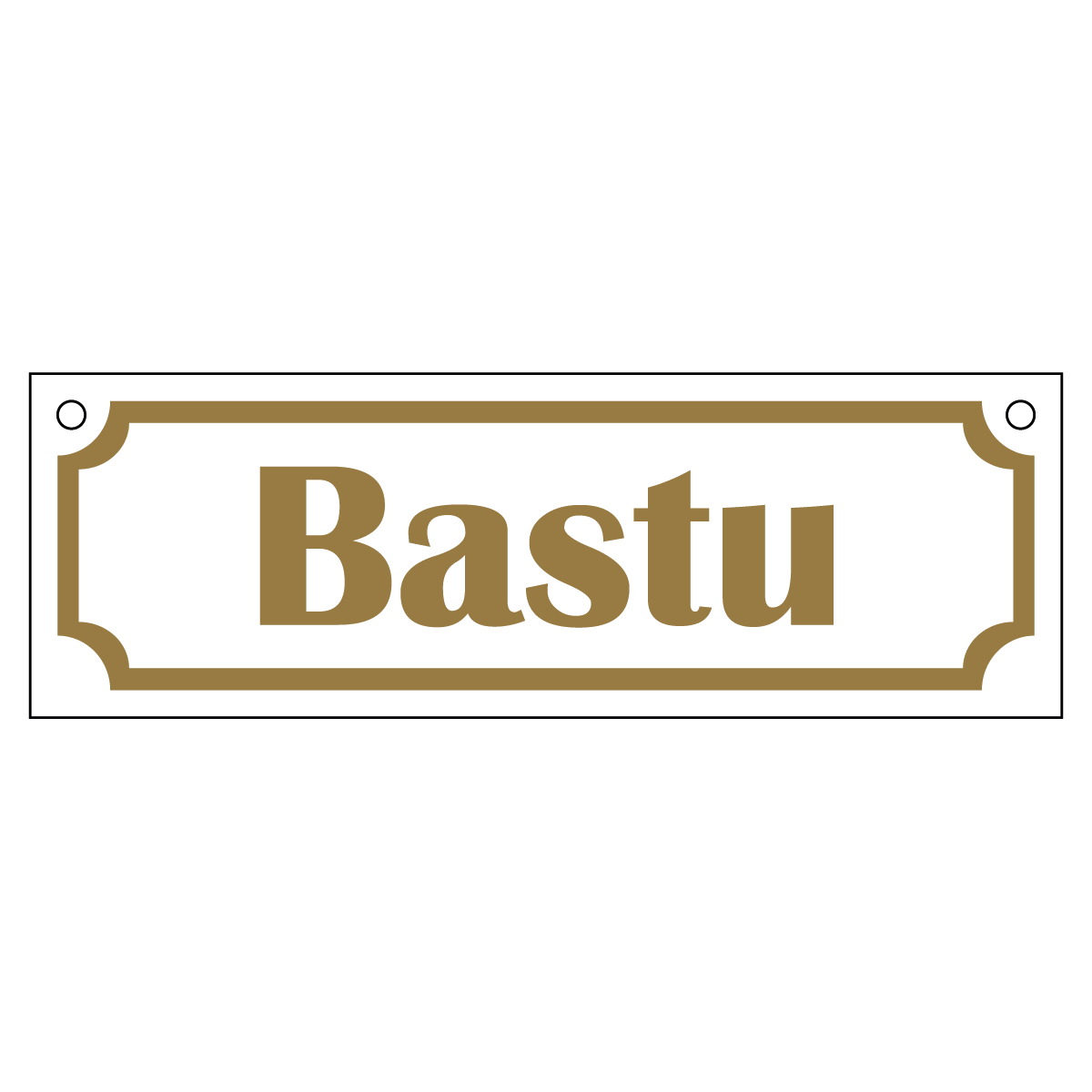 Bastu - Skylt - 150x50mm - Vit - Guld