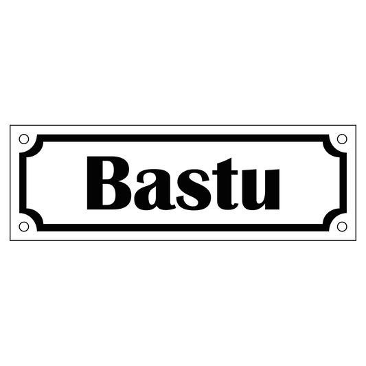 Bastu - Skylt - 150x50mm - Vit - Svart