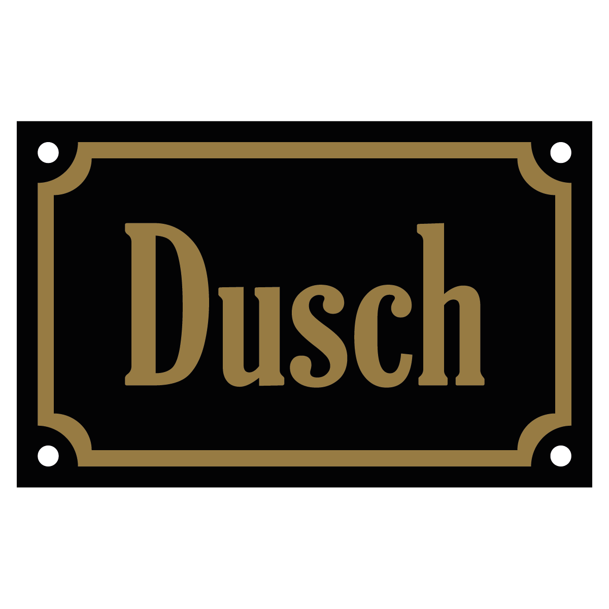 Dusch - Skylt - 110x70mm - Svart - Guld