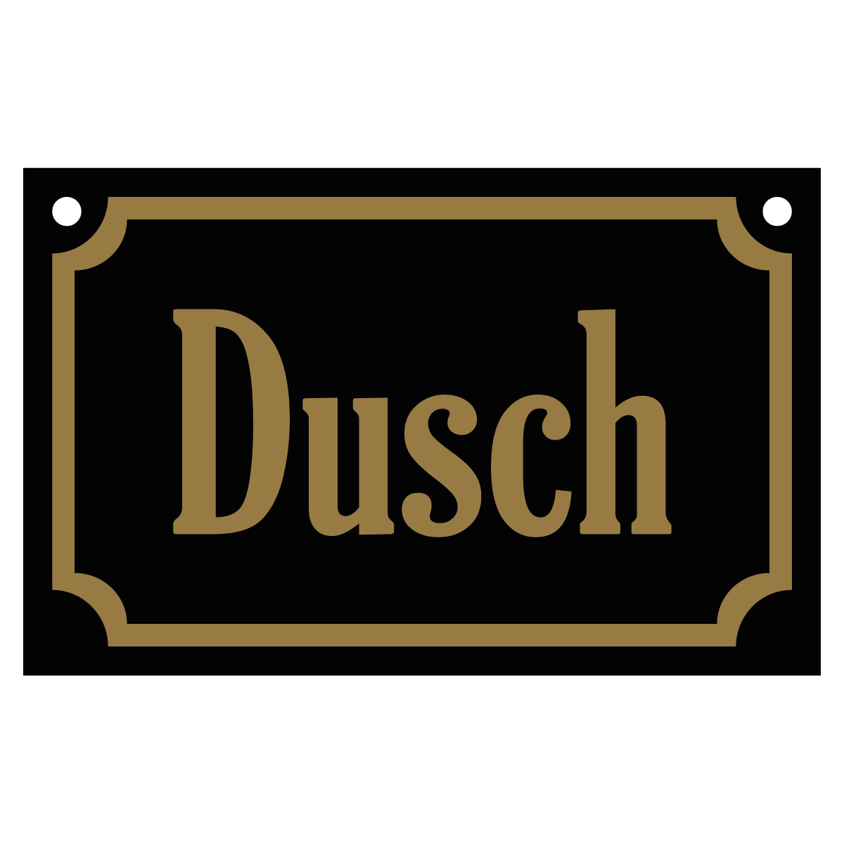 Dusch - Skylt - 110x70mm - Svart - Guld