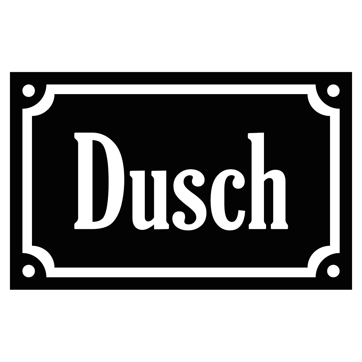 Dusch - Skylt - 110x70mm - Svart - Vit