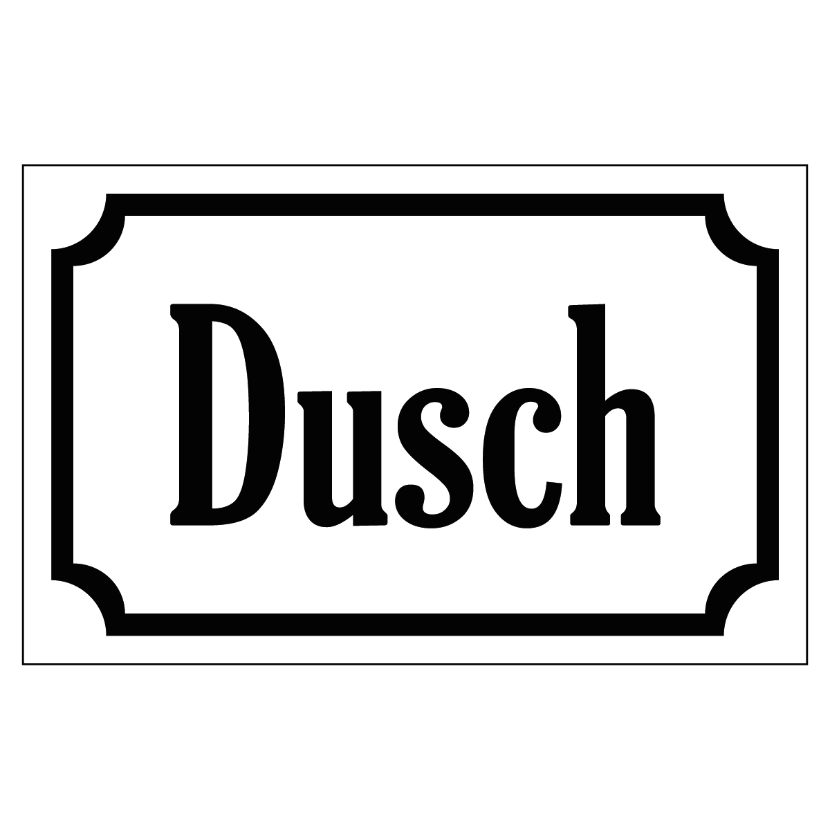 Dusch - Skylt - 110x70mm - Vit - Svart