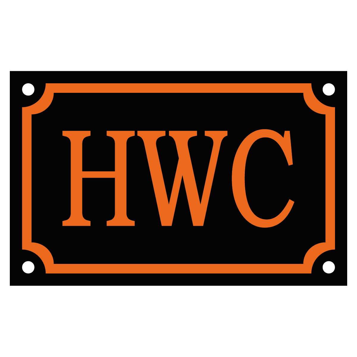 HWC - Skylt - 110x70mm - Svart - Orange