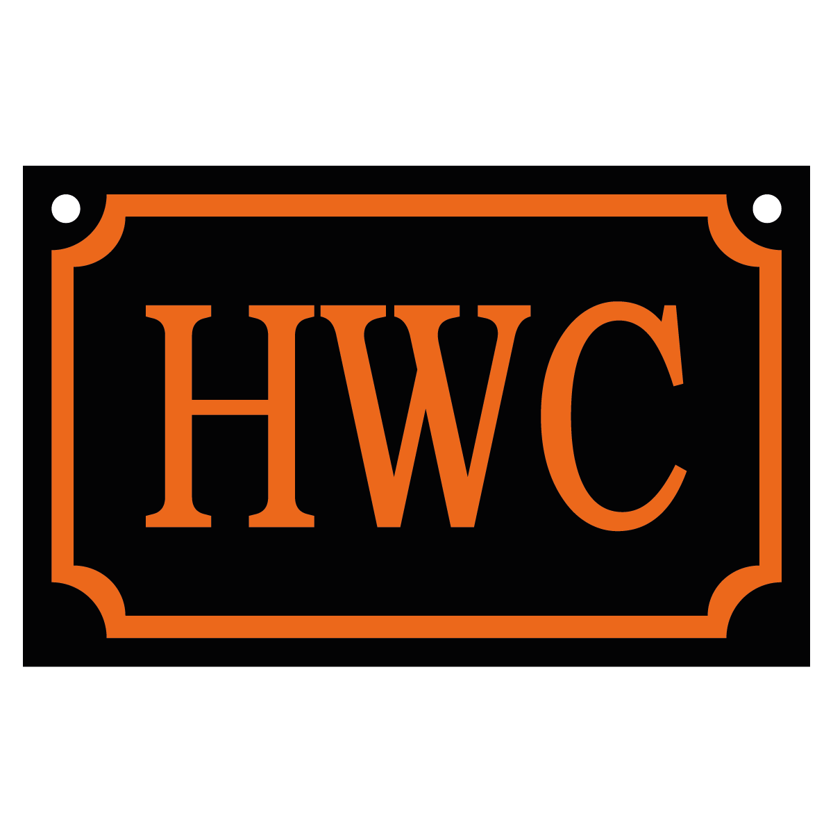 HWC - Skylt - 110x70mm - Svart - Orange