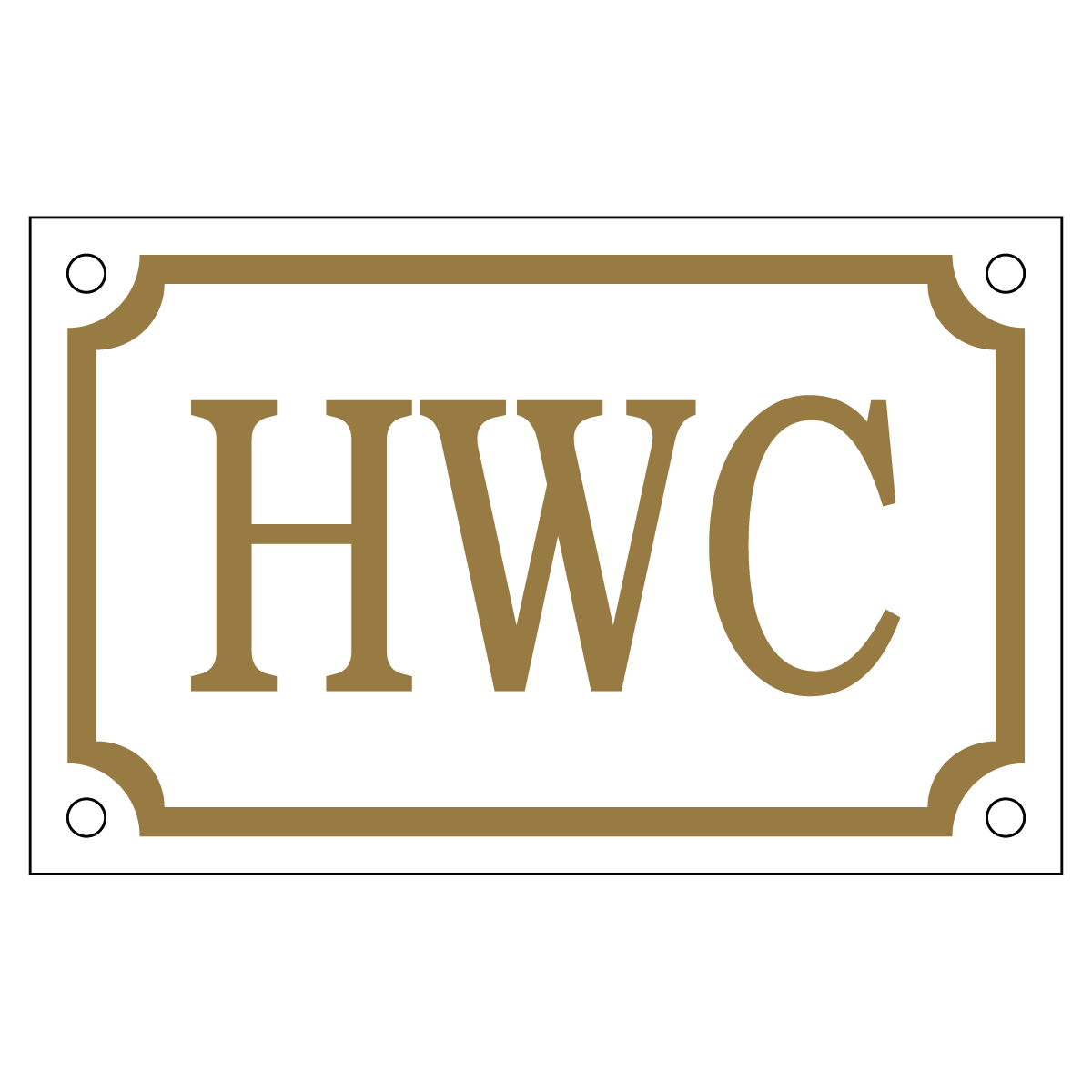 HWC - Skylt - 110x70mm - Vit - Guld