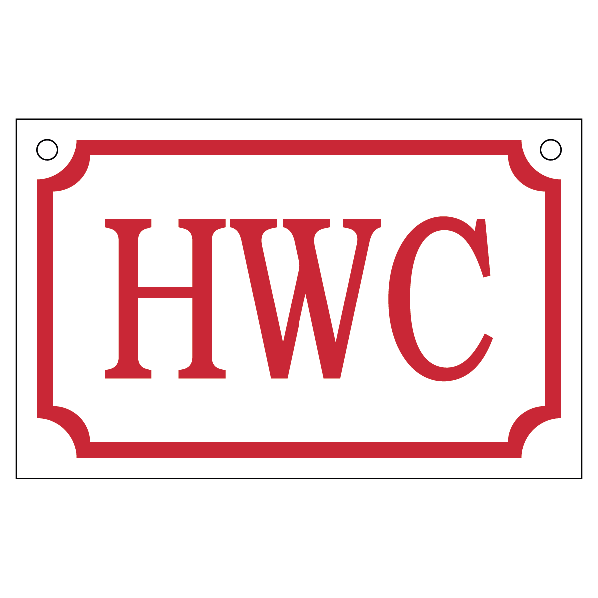 HWC - Skylt - 110x70mm - Vit - Röd