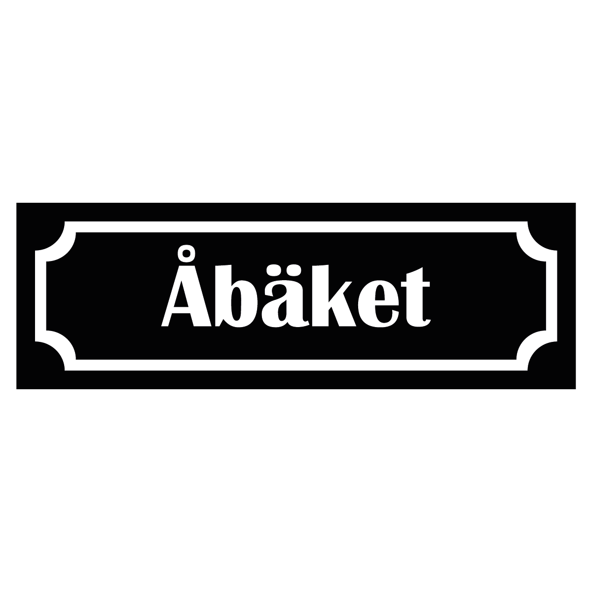 Märkskylt "Åbäket" - Svart/Vit