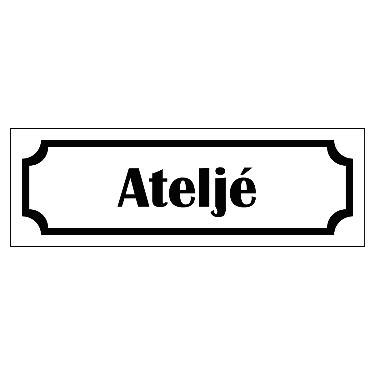 Märkskylt "Ateljé" - Vit/Svart