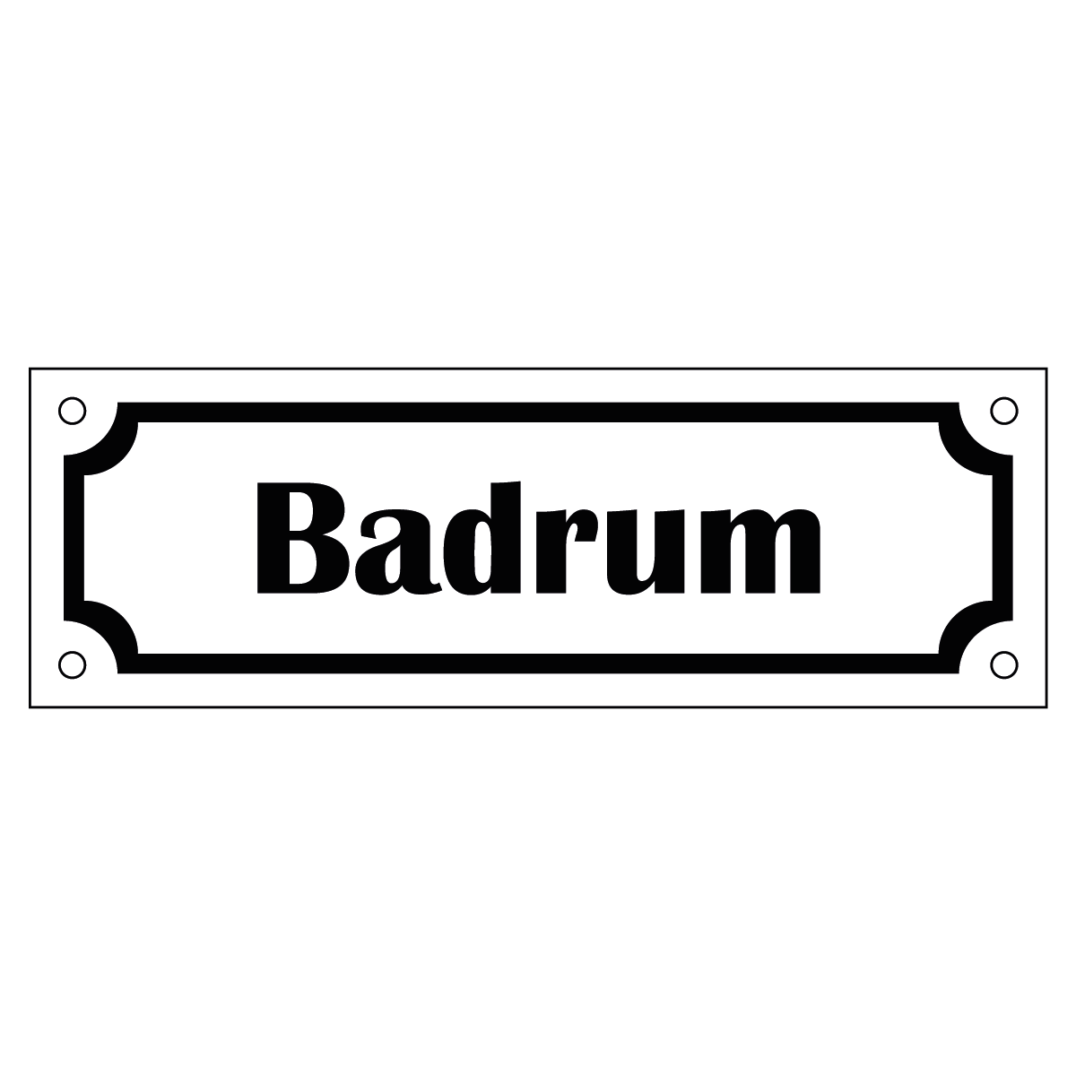 Märkskylt "Badrum" - Vit/Svart