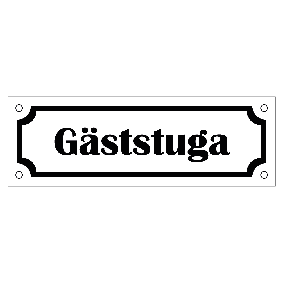 Märkskylt "Gäststuga" - Vit/Svart