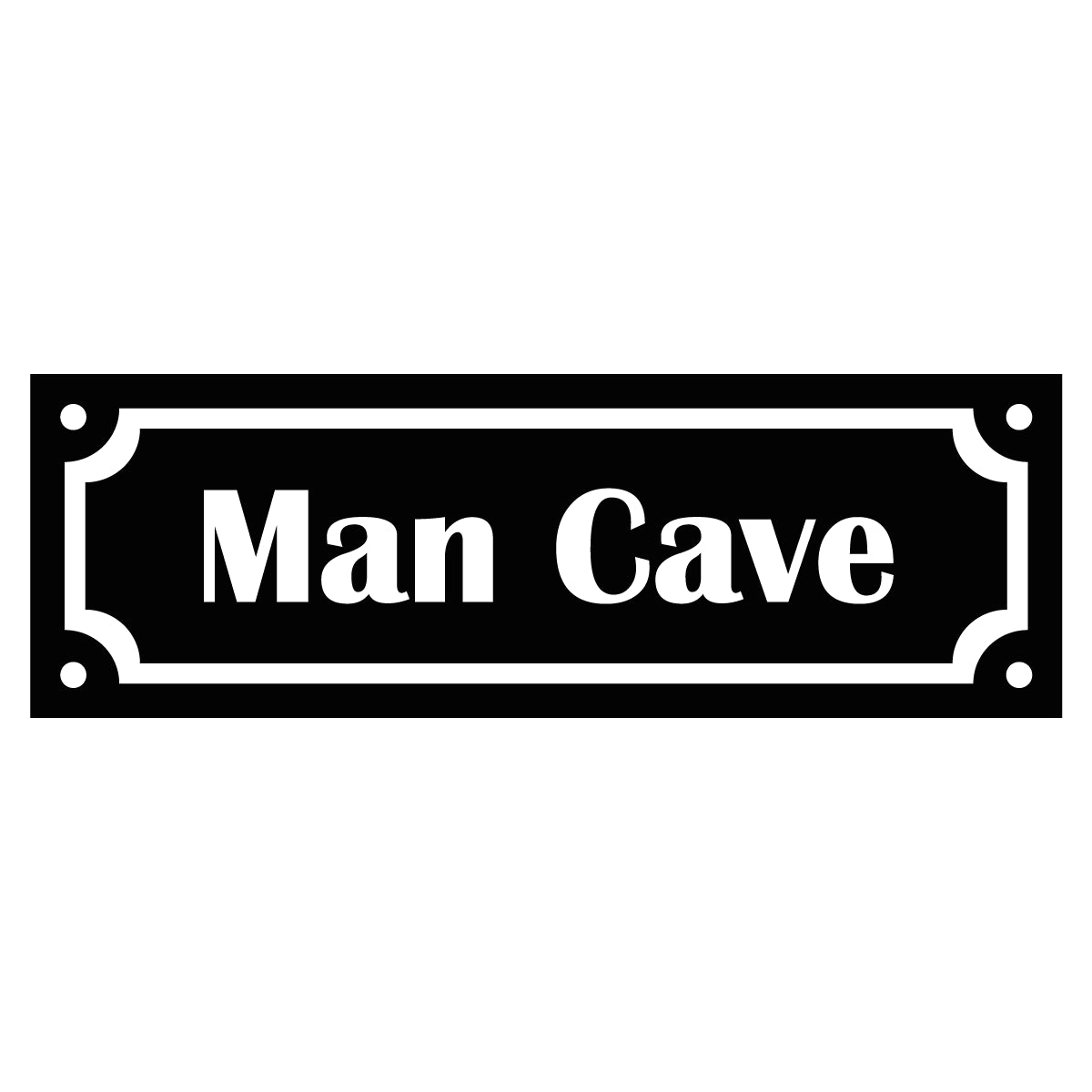 Märkskylt "Man cave" - Svart/Vit