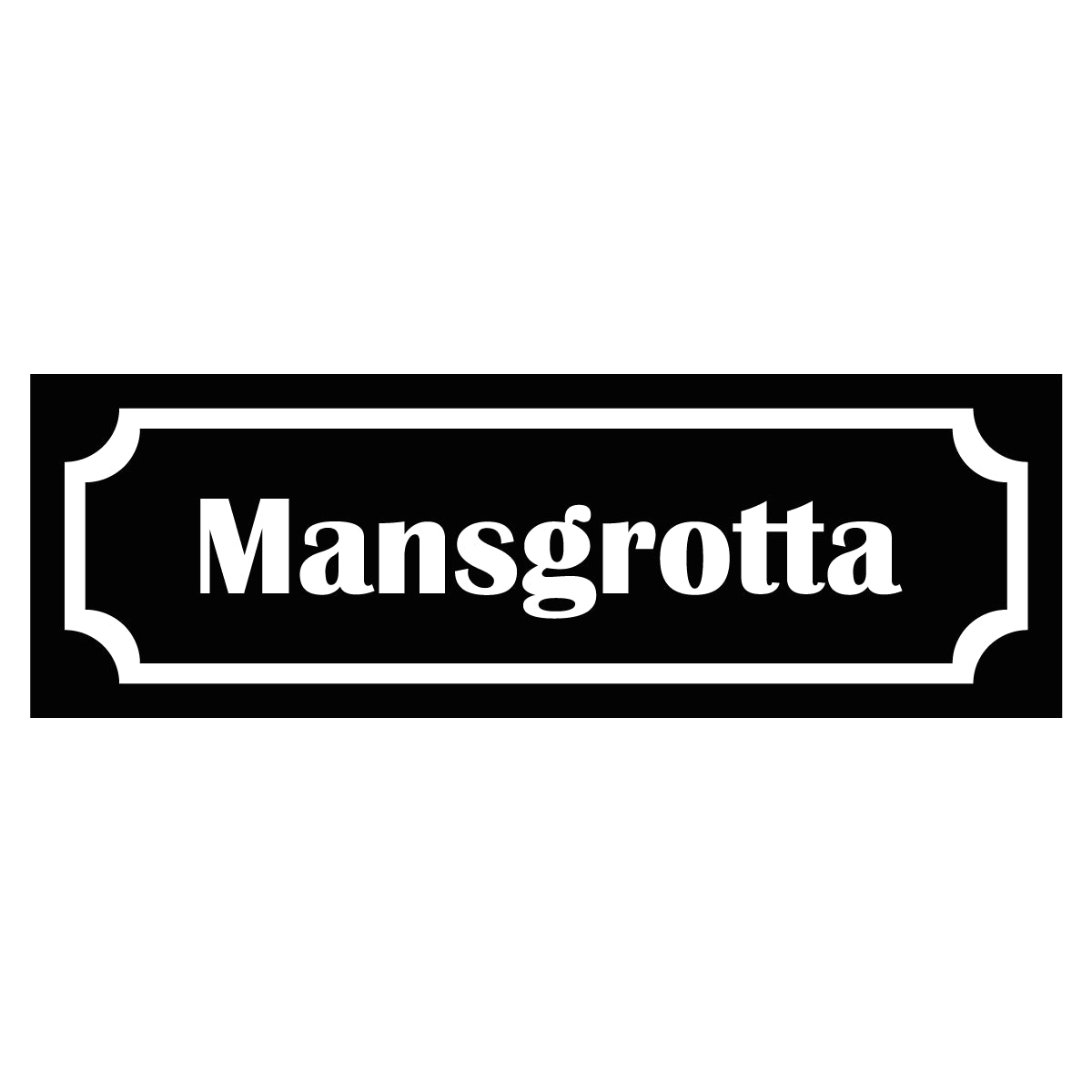 Märkskylt "Mansgrotta" - Svart/Vit