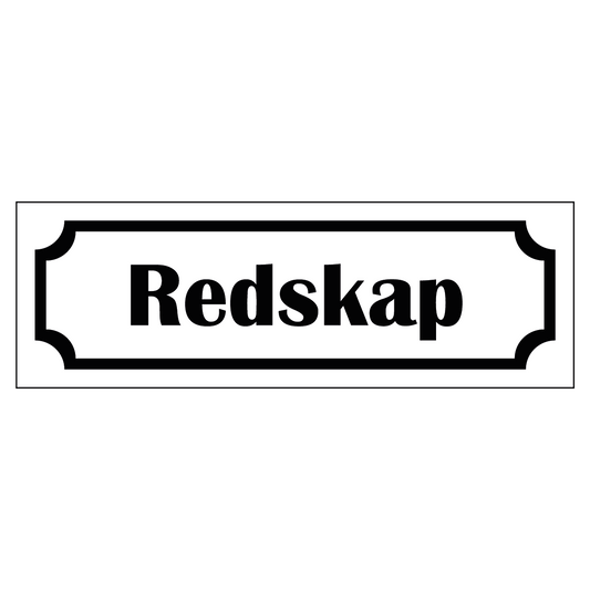 Märkskylt "Redskap" - Vit/Svart