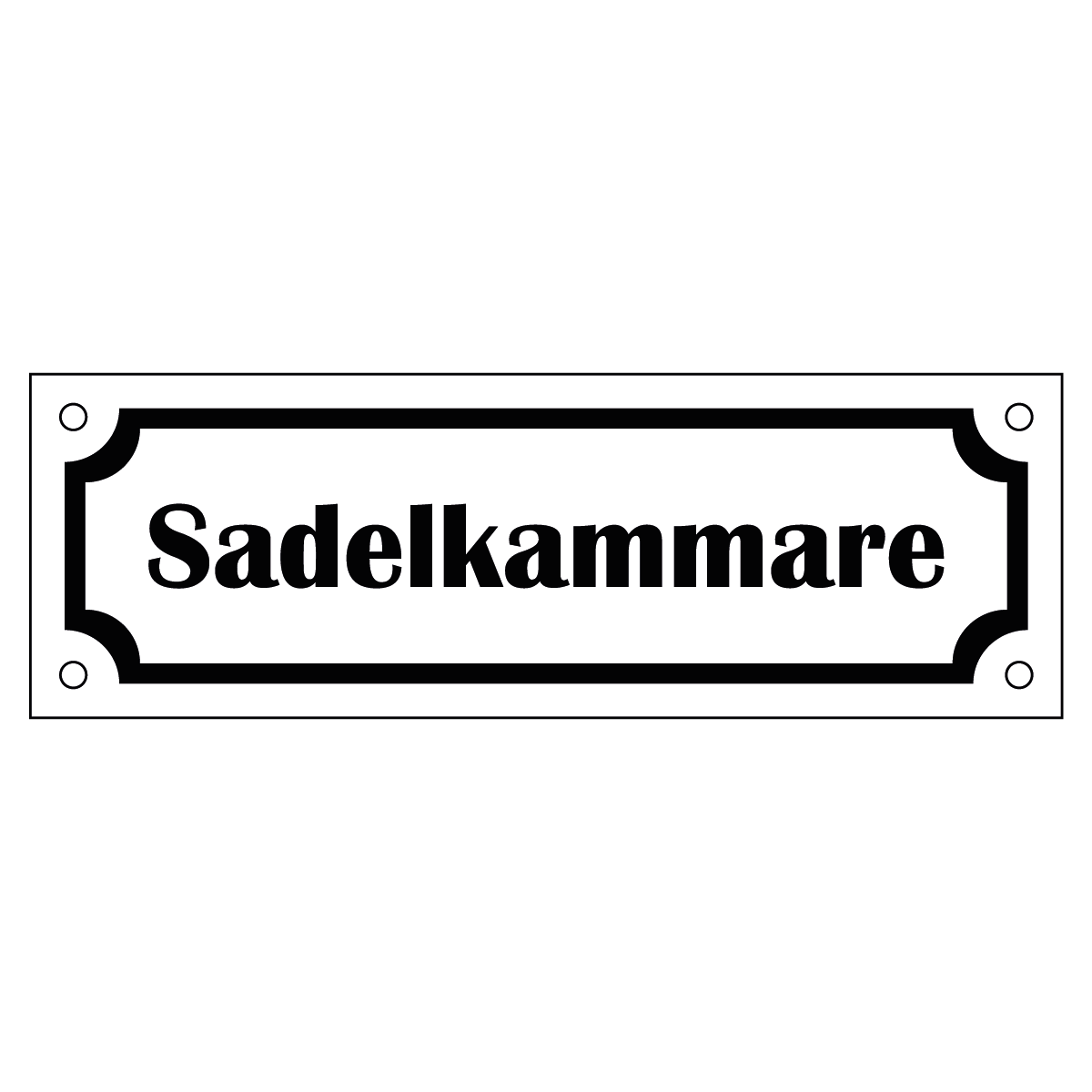 Märkskylt "Sadelkammare" - Vit/Svart