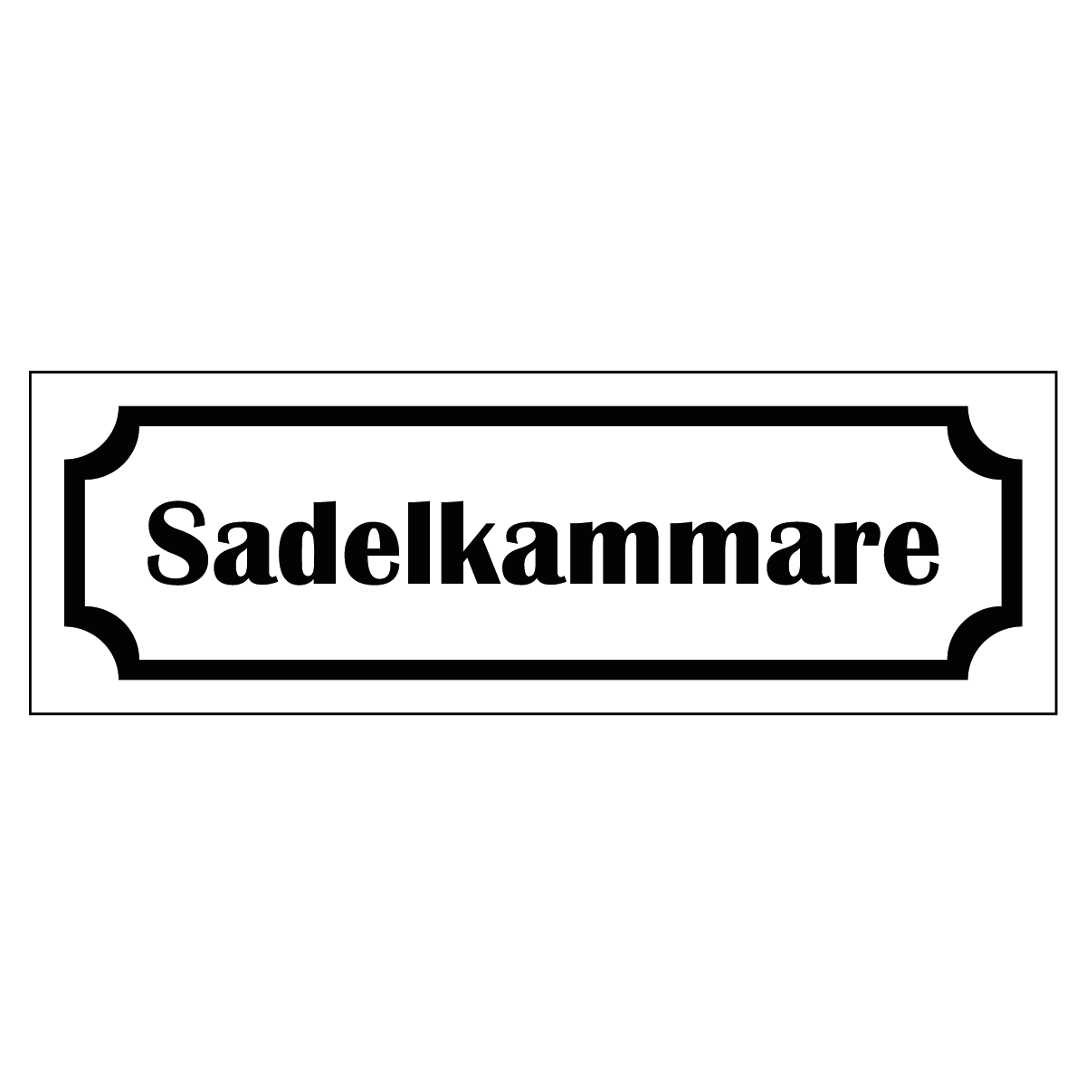 Märkskylt "Sadelkammare" - Vit/Svart