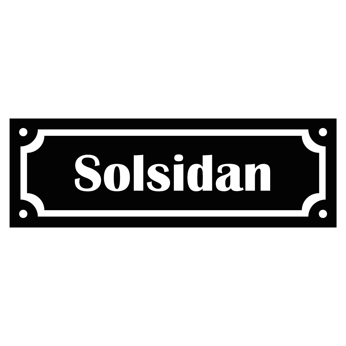 Märkskylt "Solsidan" - Svart/Vit