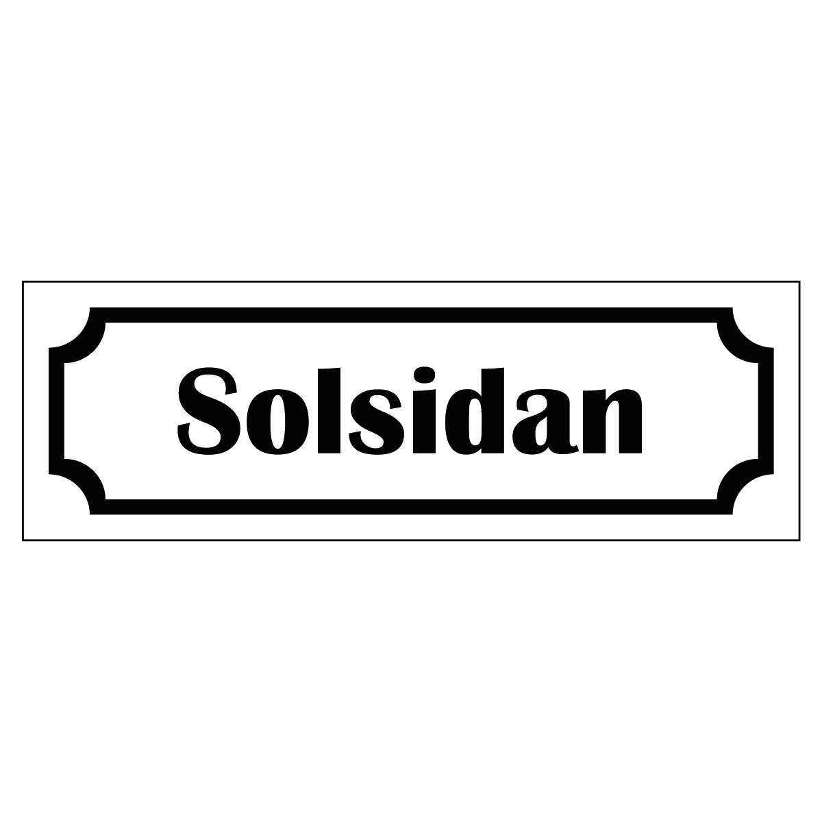 Märkskylt "Solsidan" - Vit/Svart