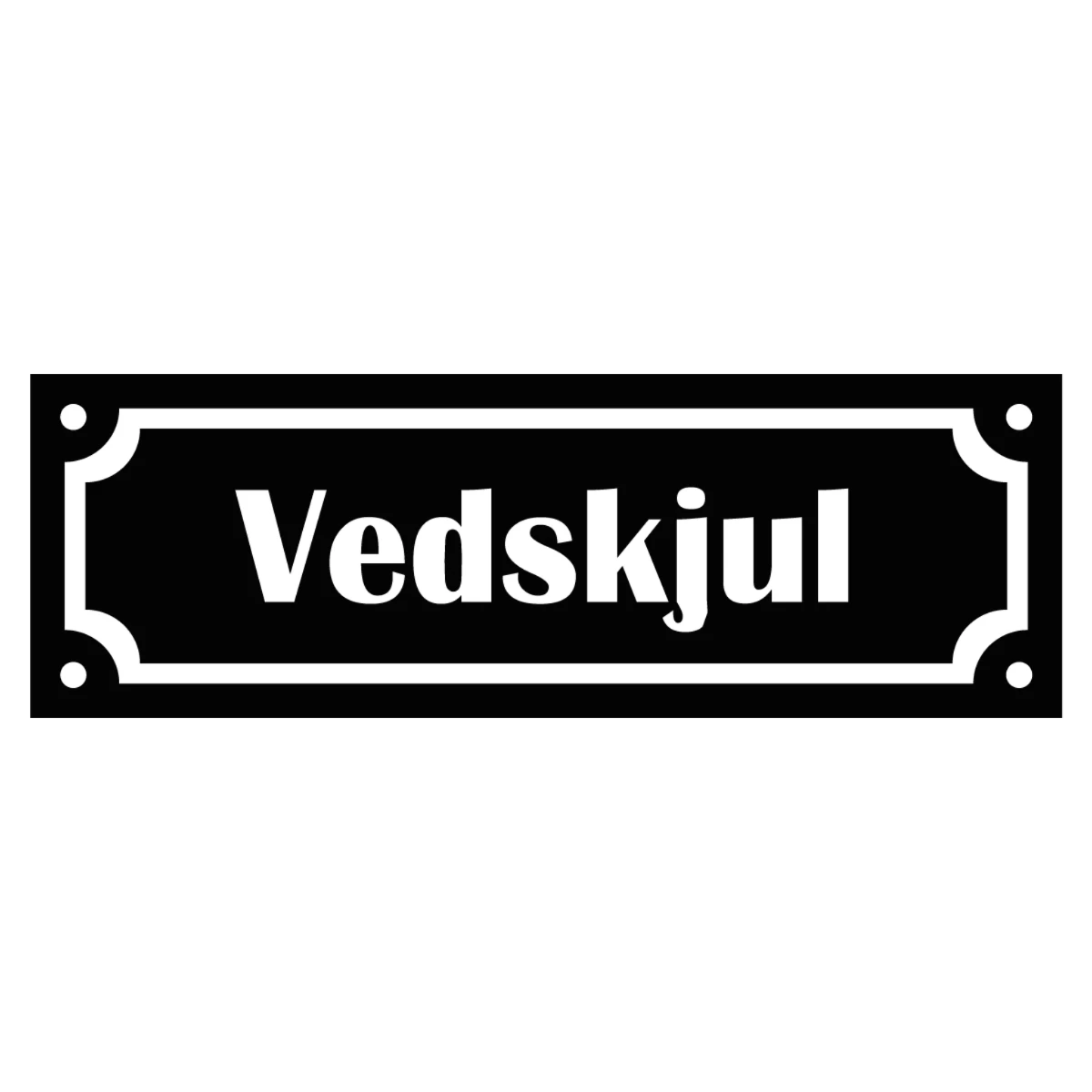 Märkskylt "Vedskjul" - Svart/Vit