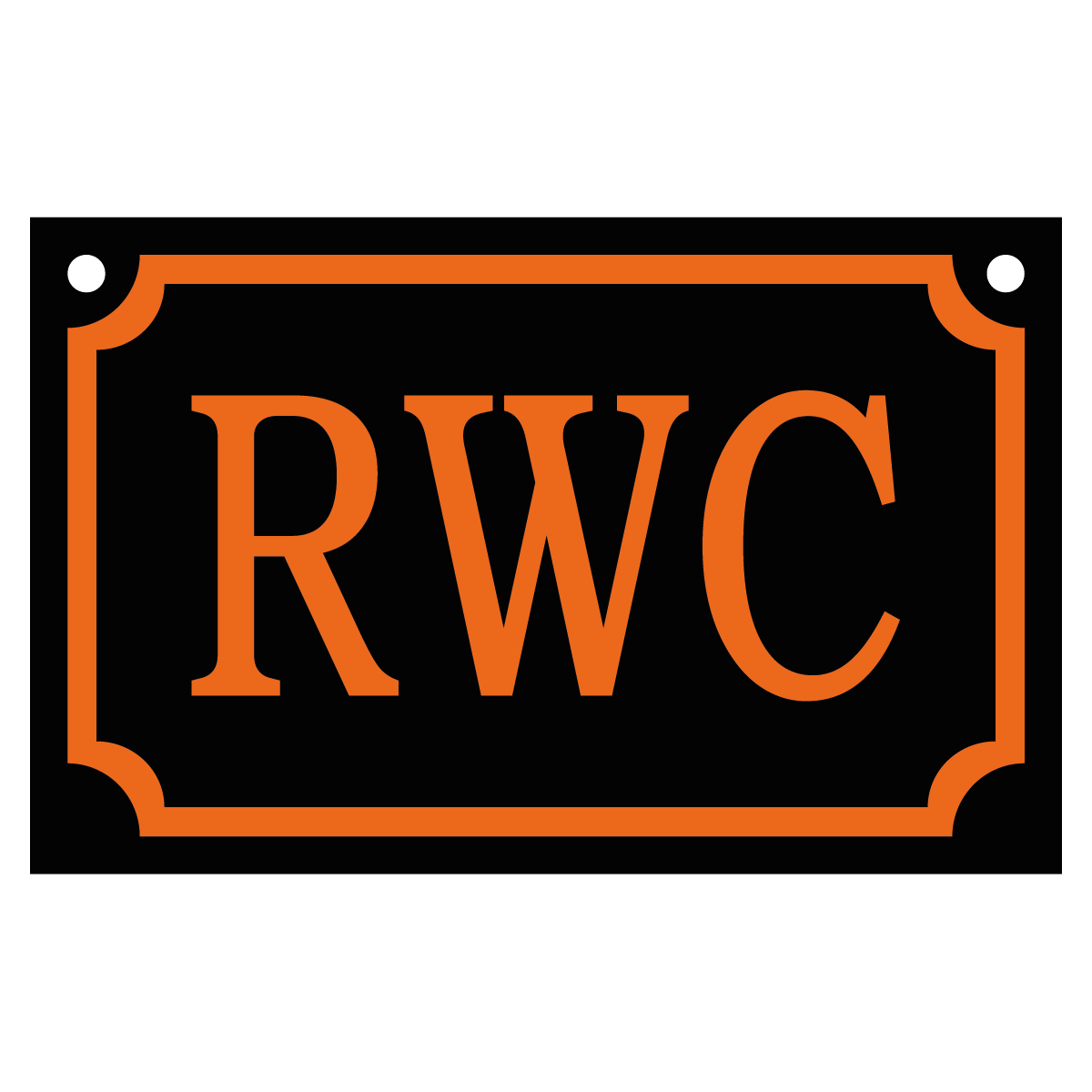 RWC - Skylt - 110x70mm - Svart - Orange