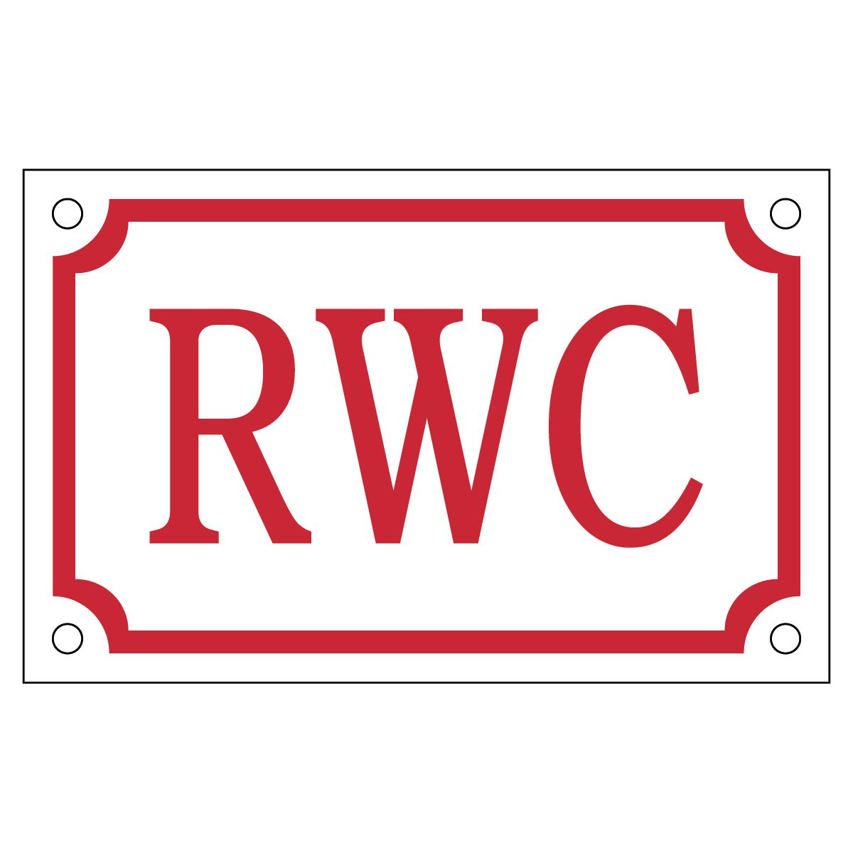 RWC - Skylt - 110x70mm - Vit - Röd