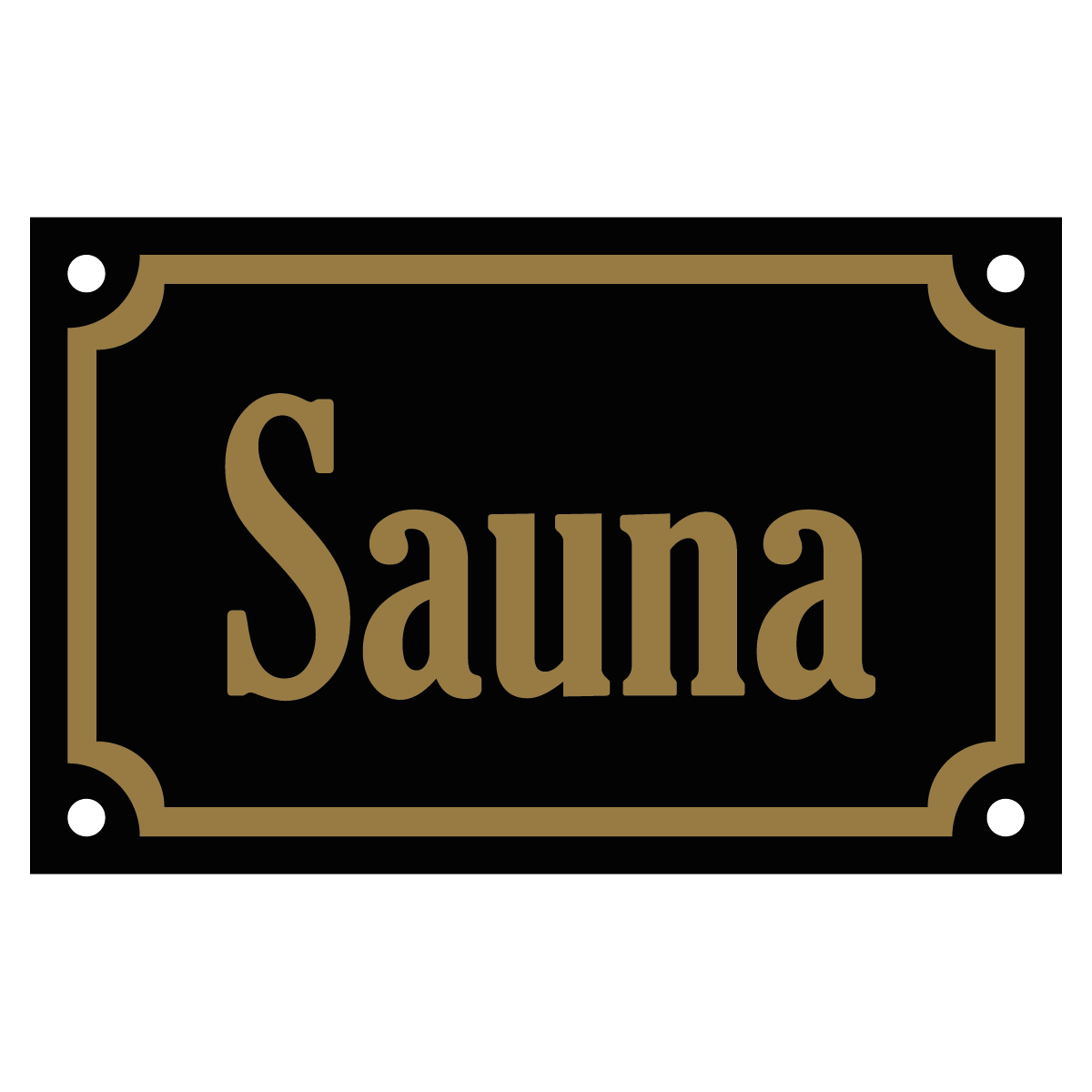 Sauna - Skylt - 110x70mm - Svart - Guld