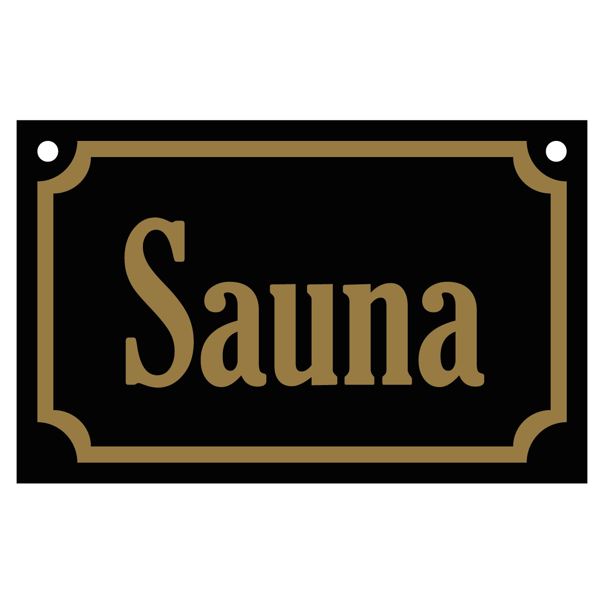 Sauna - Skylt - 110x70mm - Svart - Guld