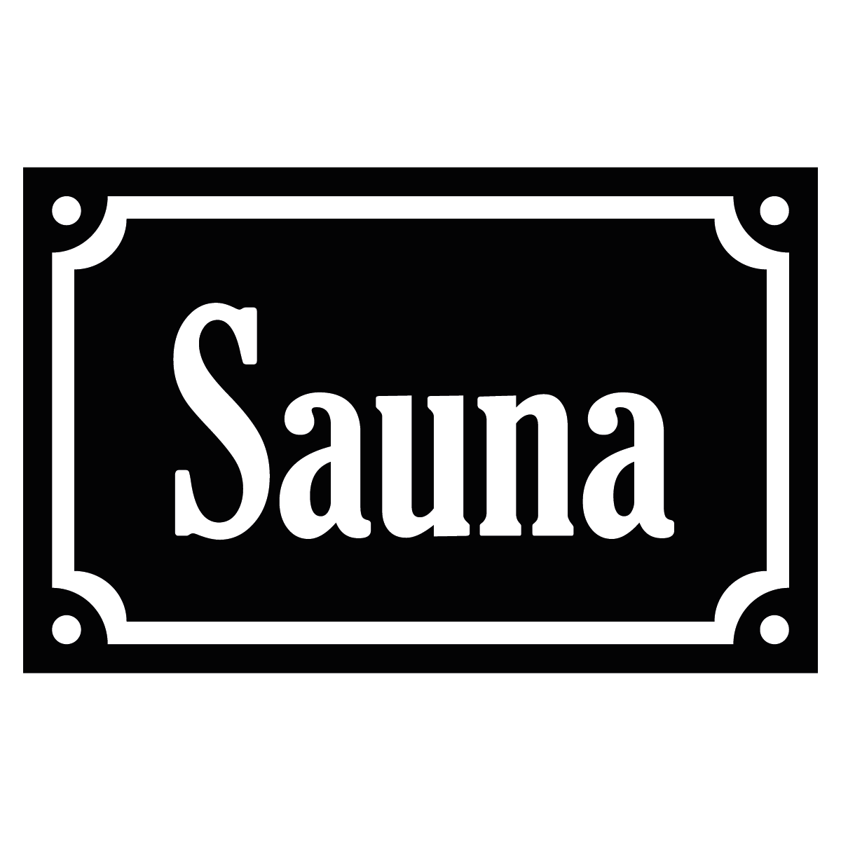 Sauna - Skylt - 110x70mm - Svart - Vit