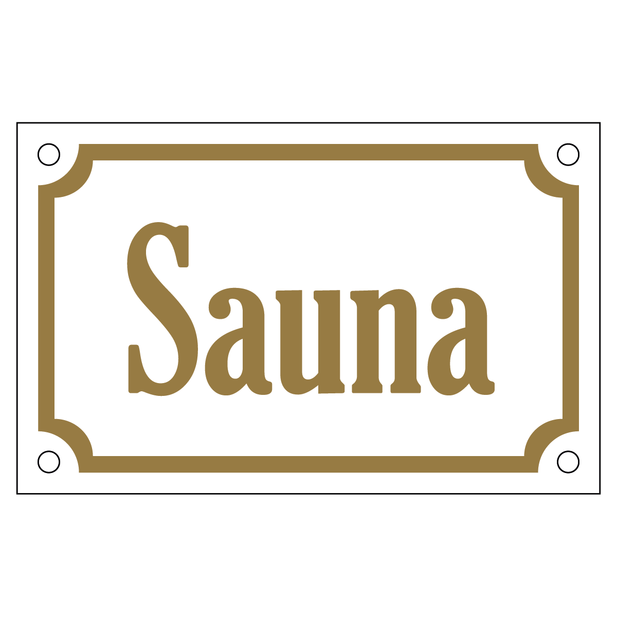 Sauna - Skylt - 110x70mm - Vit - Guld