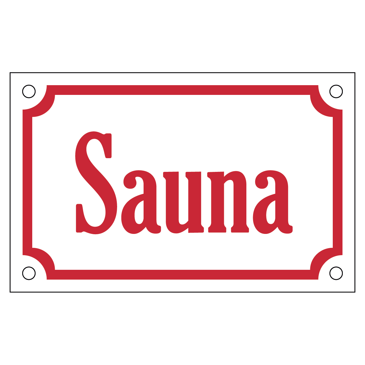 Sauna - Skylt - 110x70mm - Vit - Röd