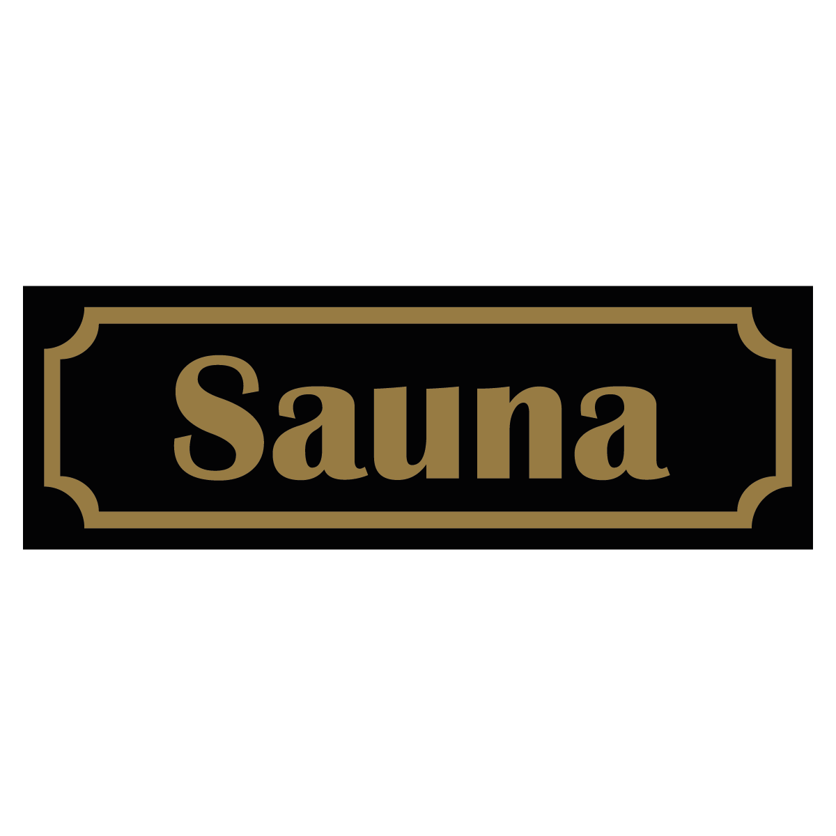 Sauna - Skylt - 150x50mm - Svart - Guld