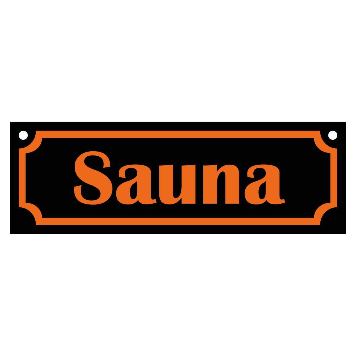 Sauna - Skylt - 150x50mm - Svart - Orange