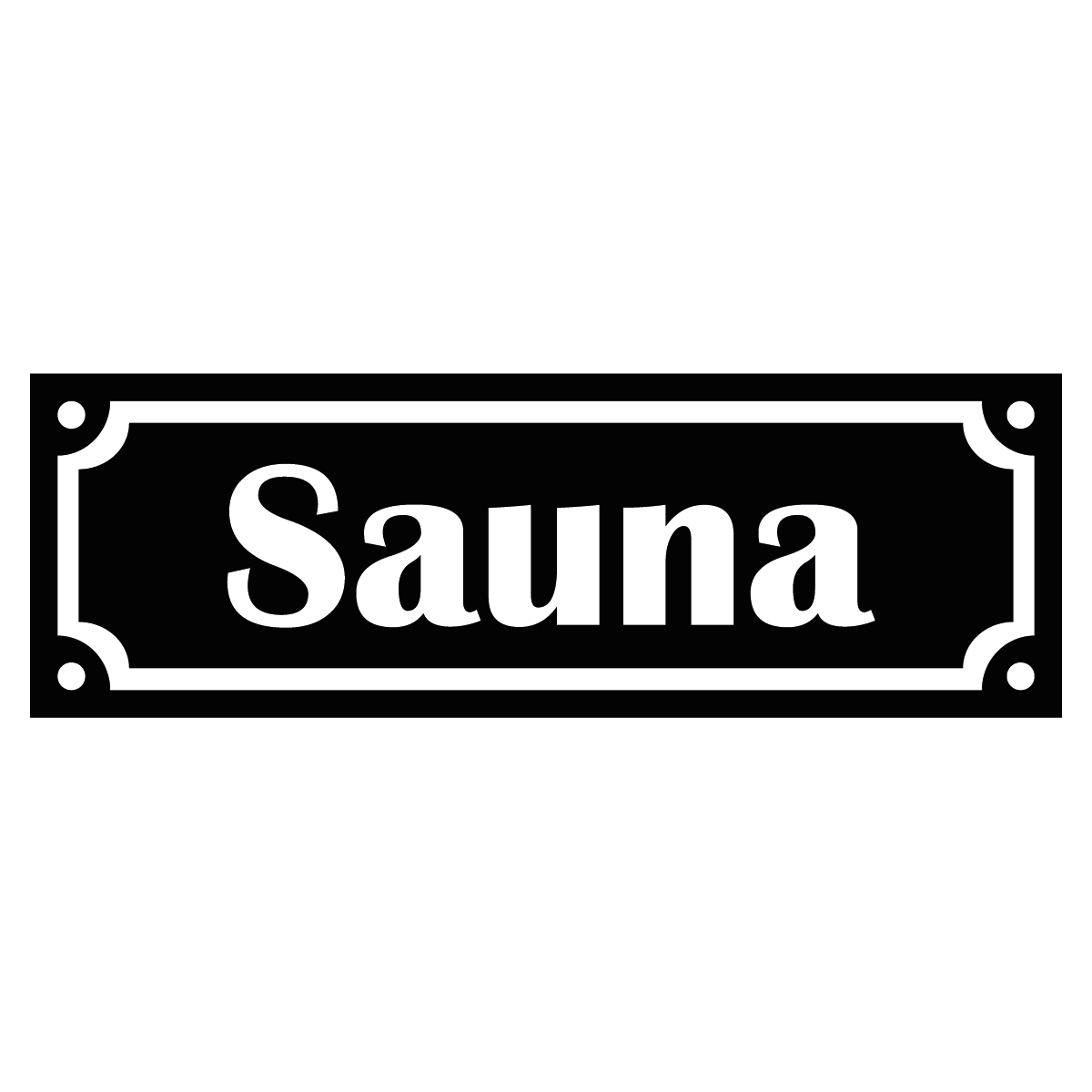 Sauna - Skylt - 150x50mm - Svart - Vit