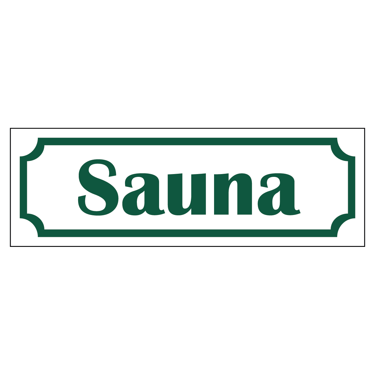 Sauna - Skylt - 150x50mm - Vit - Grön