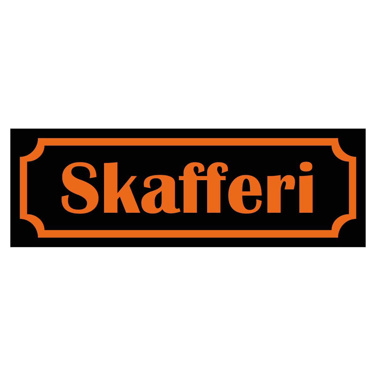 Skafferi - Skylt - 150x50mm - Svart - Orange