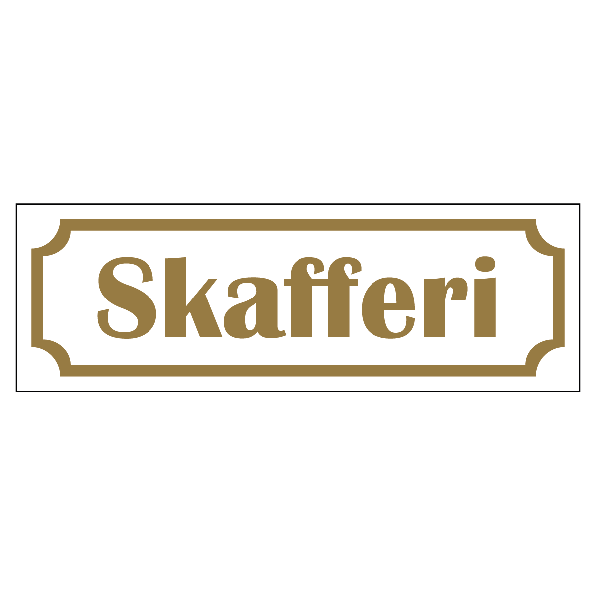 Skafferi - Skylt - 150x50mm - Vit - Guld