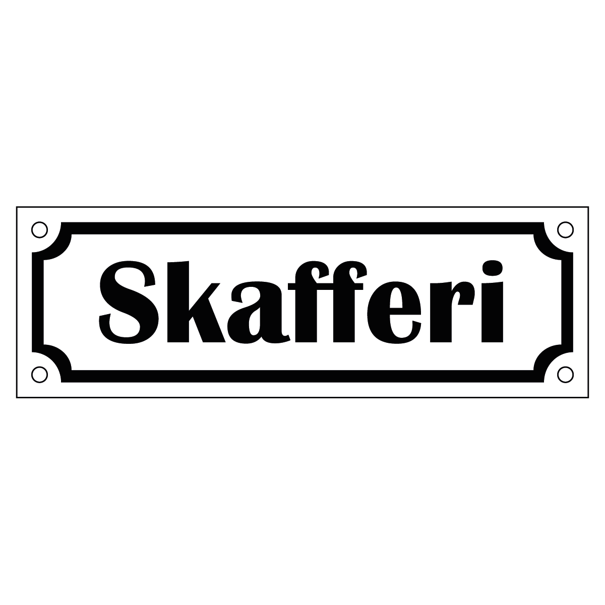 Skafferi - Skylt - 150x50mm - Vit - Svart