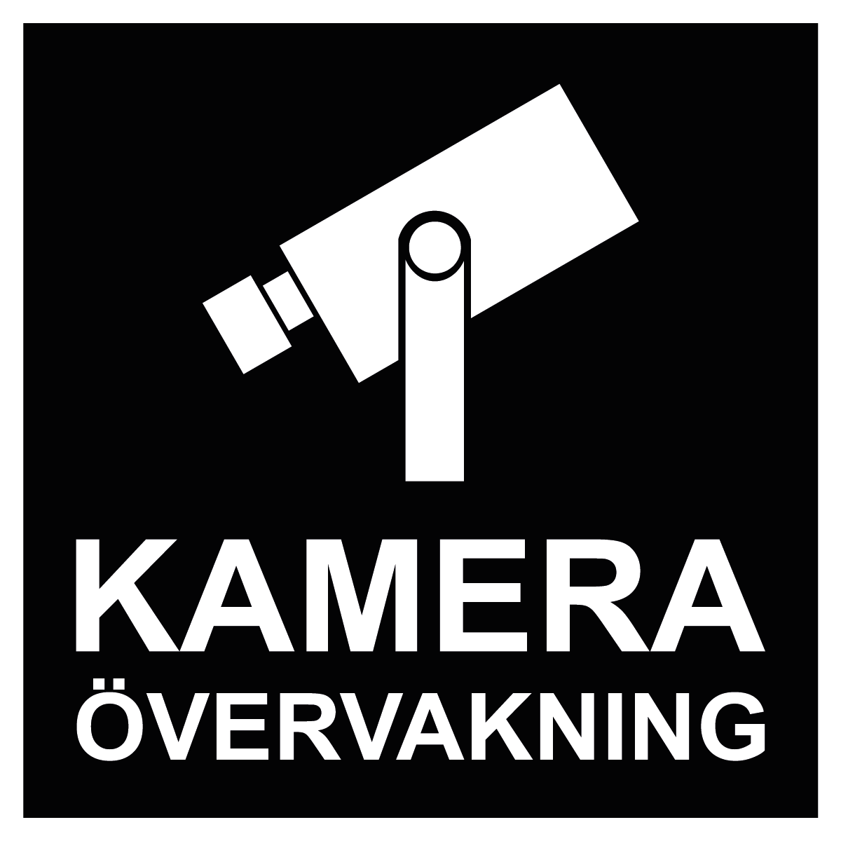 Symbolskylt "Kameraövervakning" - Svart/Vit - Raka hörn