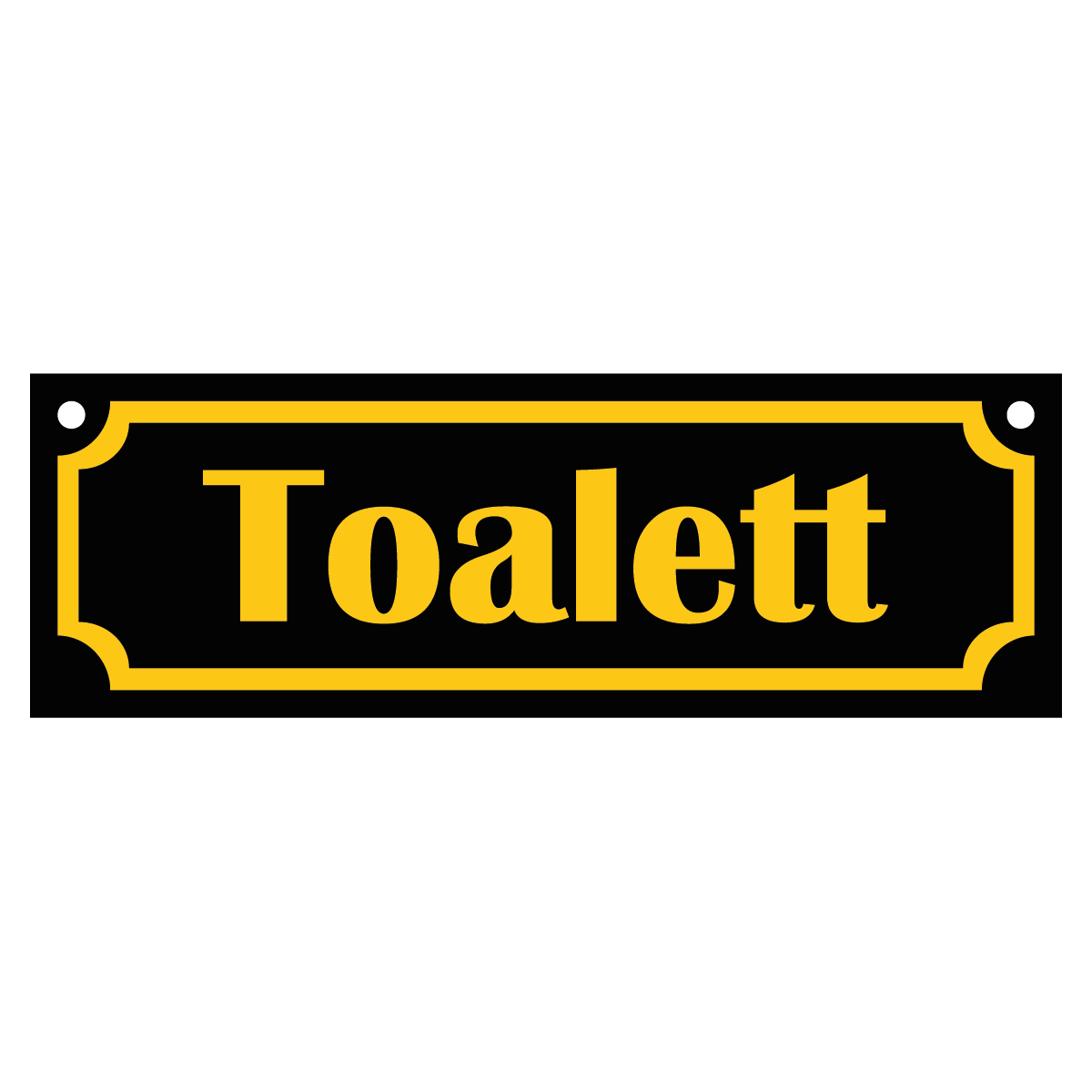 Toalett - Skylt - 150x50mm - Svart - Gul