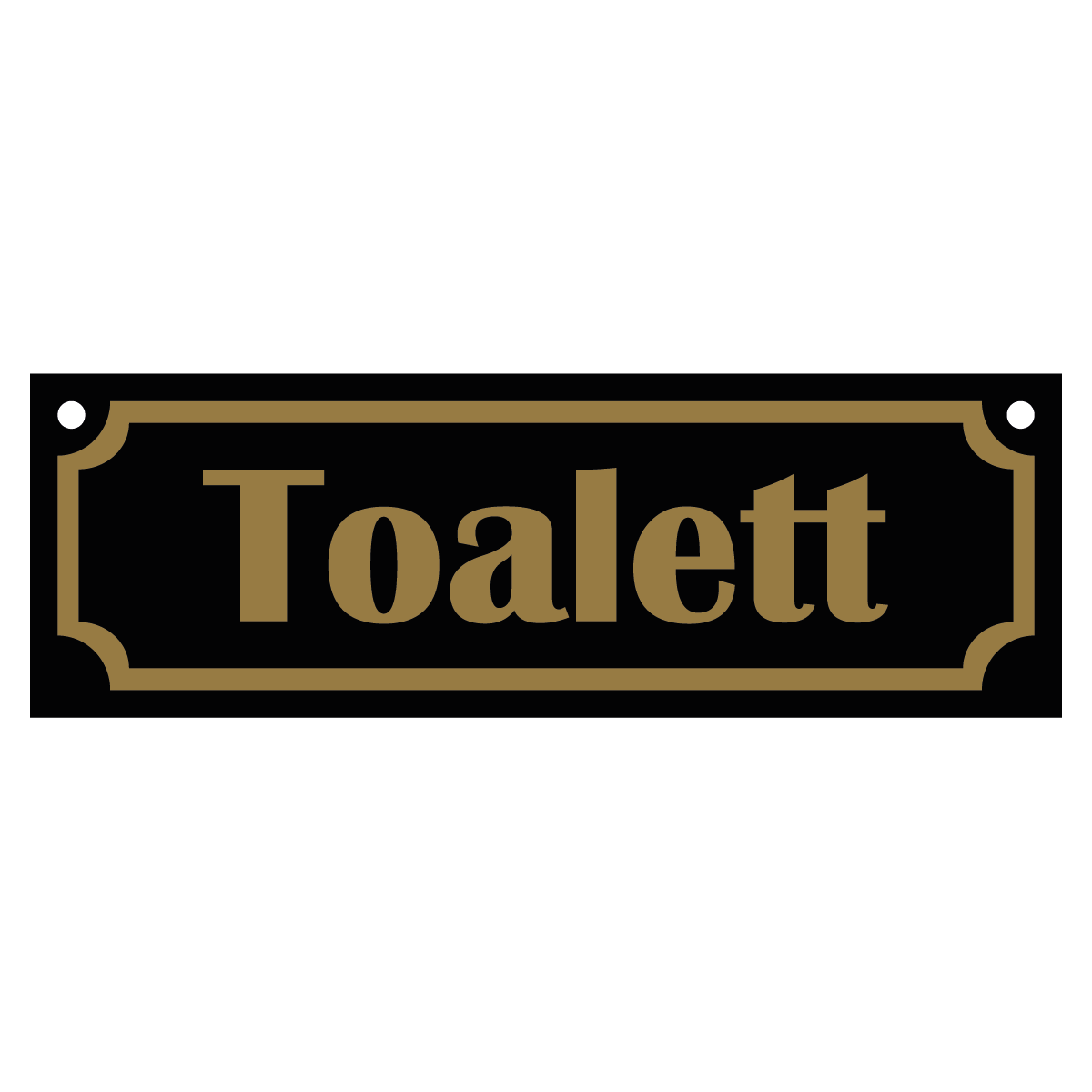 Toalett - Skylt - 150x50mm - Svart - Guld