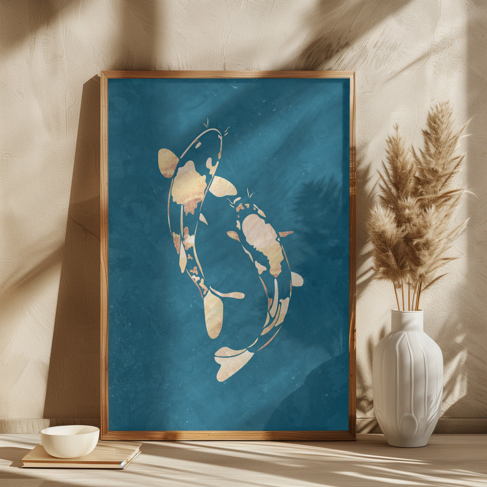 Poster "Gold Green Koi Fish"